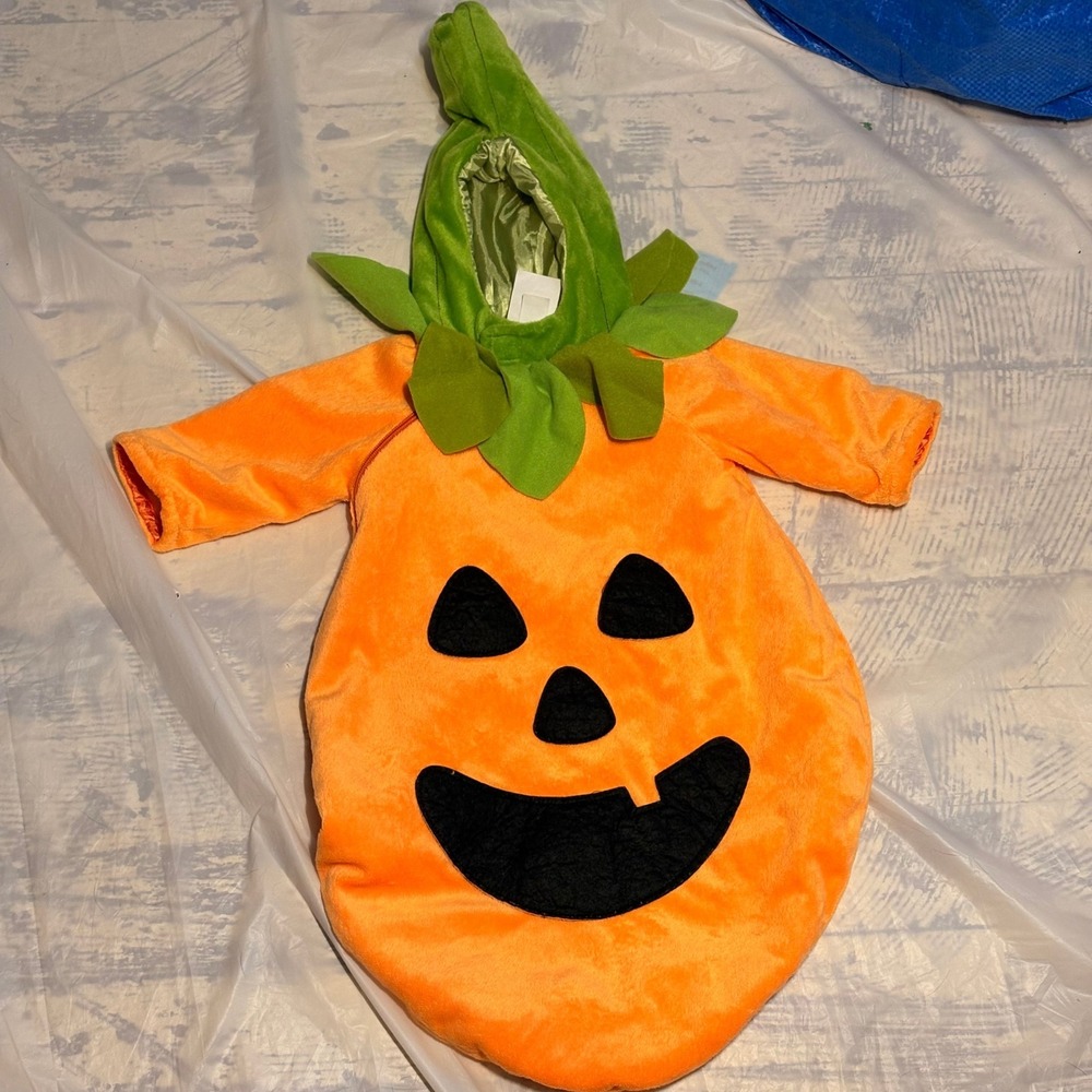 Pumpkin Costume Kids 0-6 Months Orange Excellent Plush Jack-O-Lantern